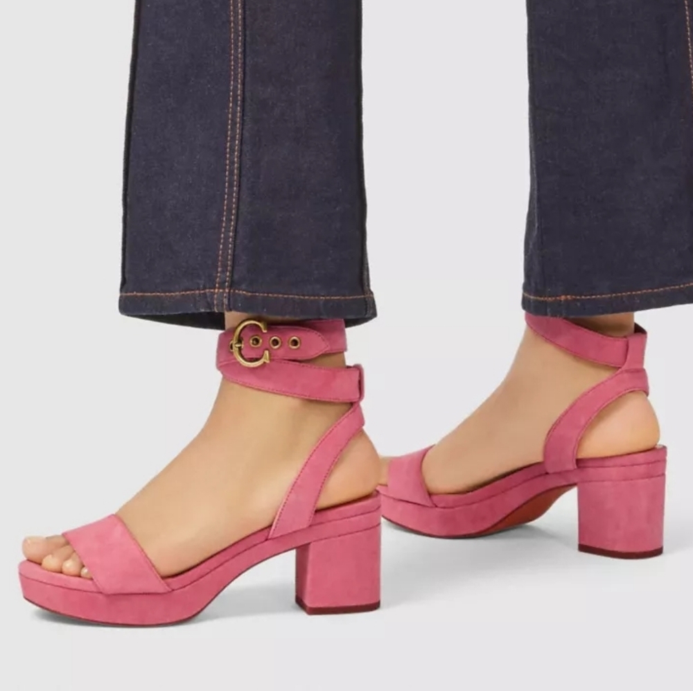 Coach Serena Platform Sandals 6 Pink Suede